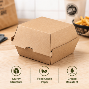 Boîte à hamburger en kraft personnalisée pour la vente en gros, emballage pour frites, poulet frit, restauration rapide, à emporter - Product Image 1