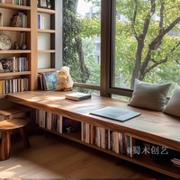 Bureau d'angle en bois massif réglable et portable, intégré à une bibliothèque, pour les bureaux modernes à domicile
