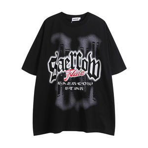 Camiseta de gran tamaño lisa de peso pesado personalizada Vintage lavada de algodón con logotipo de impresión para hombres - Product Image 2