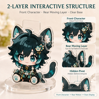 CNAWO Knipperende Ogen Acryl Standee met Beweegbare Oren & Staart Aangepaste Tweelaagse Karakterdisplay voor Artiesten Merchandise