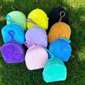 Colorful Plush Coin Purse <b>Mini</b> Backpack Wallet Keychain Bag Accessory Student Earphone & Coin Storage Stowable Small Gift - Product Image 2