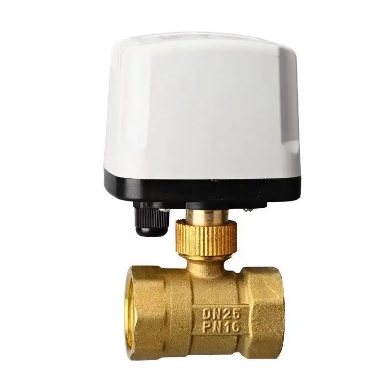 1/2 "3/4" 1 "IP65 Tahan Air Motorized Ball Valve 220V 12V 24V 3-Kawat 2 Titik Kontrol Kuningan Ball Valve Electric