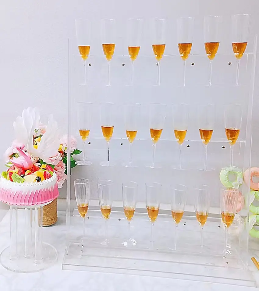 Acrylic Wine Glass Cup Display Stand Rack Champagne Wall Holder For Wedding Supplies Decoration