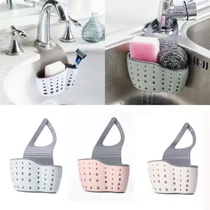 Sink Shelf Soap Sponge Drain Rack Silicone Storage Basket Bag Faucet Holder Adjustable Kitchen Accessories Minimalist Plastic