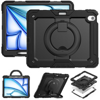 Étui Defender hybride en plastique et silicone avec bandoulière pour iPad Air 13 2024 M2 poignée rotative 360 intégrée
