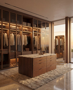 Armoire de chambre à coucher professionnelle de conception moderne avec porte en <span class=keywords><strong>verre</strong></span>, fournie par l'usine CBMmart - Product Image 1