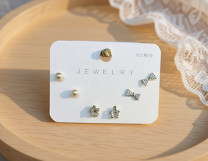 Set di Orecchini a Perno in Stile Francese, Placcati in Argento con Perle Finte e Zirconi, Gioielli Moda Donna - Product Image 2