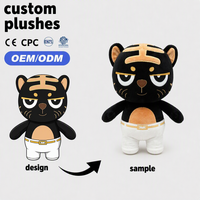 Boneka Maskot Harimau Hitam Custom Grosir Super Lembut untuk Ulang Tahun, Pereda Stres, Desain Sendiri untuk Merek Streetwear, Cepat