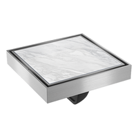 Ralo Linear de Chuveiro Invisível Escovado 15x15cm para Banheiro, em Aço Inoxidável 304, com Inserção para Ladrilho, para Reforma de Banheiros Personalizados