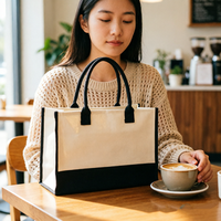 Sac fourre-tout en toile laminée vierge, grande capacité, sac de shopping, sac écologique, impression de logo personnalisé, sac promotionnel réutilisable