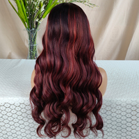 Ombre Rouge Faits Saillants Synthétique Avant de Lacet Perruques 26 Pouces Long Vague Lâche Résistant À La Chaleur Cheveux Perruque Sans Colle Synthétique HD Dentelle Perruques