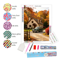 Kit de Peinture Diamant 5D DIY LS 60x80CM, Motif Paysage Champêtre Vintage Imprimé, Toile Velours Premium, Écologique, Perçage Complet, Loisir Créatif