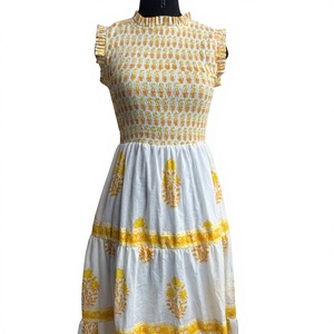 Vestido Maxi Tejido a Mano con Estampado Digital Ecológico 100% Algodón Tie Dye |   Vestido Casual sin Mangas para Fiesta, Hecho en India - Product Image 1