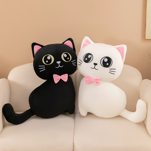 Nouvel Arrivage : Peluche Chat aux Grands Yeux, Poupée en Peluche Chat, Cadeau Saint-Valentin, Décoration Maison, Chat en Peluche avec Nœud Rose, Jouet Poupée - Product Image 1