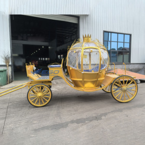 Chariot de balade électrique doré en forme de citrouille, sans chevaux, pour défilés et visites royales, modèle Cendrillon - Product Image 2