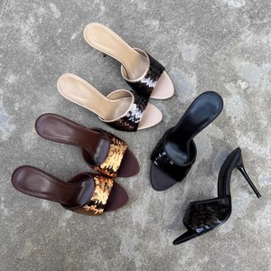 Sandali <span class=keywords><strong>eleganti</strong></span> con tacco alto da donna da banchetto Sexy pantofole con paillettes scarpe da donna - Product Image 1