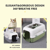 Cage de transport carrée de haute qualité en PP et ABS pour animaux de compagnie, avec fenêtre de toit respirante, style moderne et robuste, portable pour les voyages en extérieur