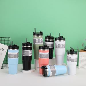 Gobelet isotherme en acier inoxydable 20oz 30oz avec paille pour la maison, la voiture, le bureau et les voyages - Product Image 1