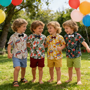Ensemble <span class=keywords><strong>de</strong></span> Vêtements 2 Pièces pour Garçons Kids Tales – Short et T-shirt Imprimés 100% Coton – Tenue d'Été 2026 – Vêtements pour Enfants – Vente en Gros - Product Image 1