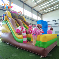 WINSUN Combo Château Gonflable et Toboggan Sec Thème Bonbons en PVC Écologique, Installation Facile, Garantie 2 Ans pour Enfants en Extérieur