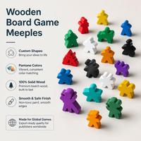 Papan Permainan Kayu Kustom Meeples, Pion Kayu Beech Solid, Produsen OEM untuk Penerbit Permainan, Grosir