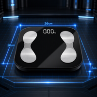 Báscula Digital Inteligente Bluetooth con Pantalla LED Oculta en Vidrio Templado Negro para Pesaje Personal Preciso en el Hogar