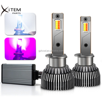 Ampoule de phare de voiture LED bicolore H3 HB4 H27 881 H7 H4 H1 H11 880, éclairage antibrouillard, rose et blanc en un seul éclairage