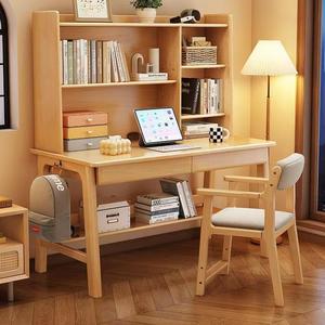 Set Meja dan Kursi Belajar Modern Kelas Atas Warna Kayu Alami untuk Anak, Rumah, Sekolah, dan Dewasa - Product Image 1