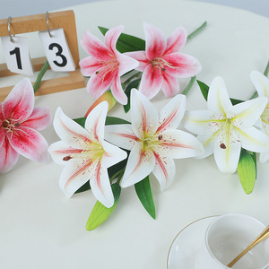 ดอกลิลลี่ประดิษฐ์สีขาว PVC ยี่ห้อ Ruilisi 2 หัว 1 ดอกตูม สำหรับตกแต่งงานแต่งงาน ตกแต่งบ้าน และใช้เป็นพร็อพถ่ายภาพ - Product Image 2