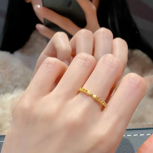 Simulated brushed gold bow <b>ring</b> for women, adjustable, fashionable and unique, a trendy new style for 2025. - Product Image 3