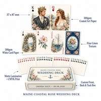 Cartes à jouer personnalisées en aquarelle sur le thème de la côte du Maine, portrait de mariage, jeu de poker, cadeau souvenir