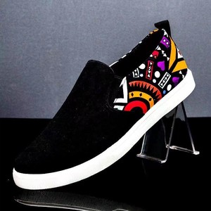 Nuove Scarpe di Tela Stile Pechino Antico, Nere con Graffiti, Slip-on alla Moda per Studenti - Product Image 4