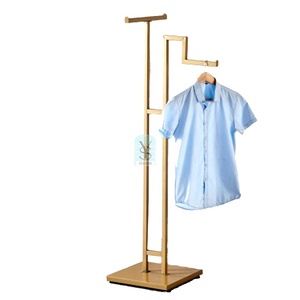 Grosir rak <span class=keywords><strong>Display</strong></span> berdiri pakaian gaun emas tinggi untuk toko baju butik eceran - Product Image 1