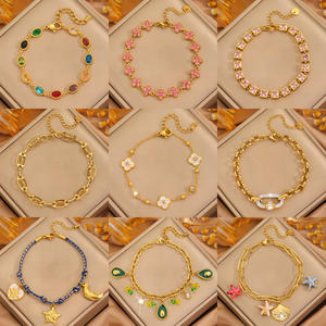 Pulsera de Diamantes con Trébol, Estilo Bohemio de Lujo, Chapada en Oro de 18k, Acero Inoxidable - Product Image 2