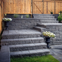 Escaliers de jardin en basalte naturel pour porche extérieur gris foncé
