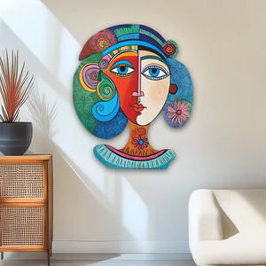 Großhandel kunden spezifische Harz Wandbild abstrakte Mädchen Gesicht Design Wandbehang Wohnzimmer lebensgroße Statue Skulptur Kunst Modell Handwerk - Product Image 1