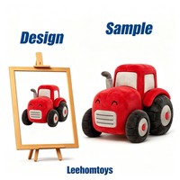 Peluche personnalisée Leehom, Tracteur Rouge Souriant de Dessin Animé, Ultra Douce, Doudou pour Enfants, Idéale pour les Fêtes et Événements d'Entreprise
