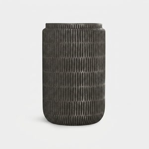 Macetero Cilíndrico Moderno de Resina, Diseño Minimalista, Hecho a Mano, Florero Negro para Muebles de Sala - Product Image 1