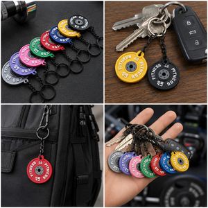 Porte-clés personnalisé en caoutchouc souple PVC, plaque de poids, porte-clés sport en silicone durable, breloque de sac pour les amateurs de fitness, cadeaux - Product Image 3