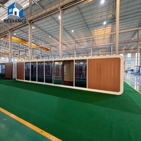 RELYANCE Maison conteneur Apple Cabin de 10 à 40 pieds de large avec 2-3 chambres, interface d'énergie solaire pour camping, glamping, écoles et centres commerciaux