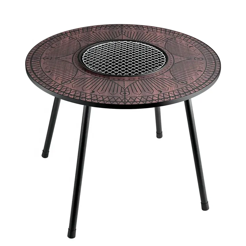 HISPEED Table de pique-nique pliante en bois pour camping et voyage Table en MDF pliable en acier au carbone Table portable de style coréen avec poêle