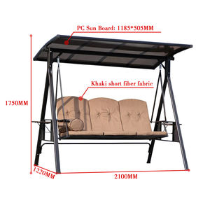 Columpio moderno de policarbonato de 2 plazas para patio con hierro forjado para jardín, playa, hotel o parque, cojín de verano e invierno incluido - Product Image 2