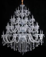 Lustre LED en cristal élégant et luxueux sur mesure à 4 niveaux pour mariage, fête, hôtel, banquet, maison, restaurant, salle d'événements, décoration