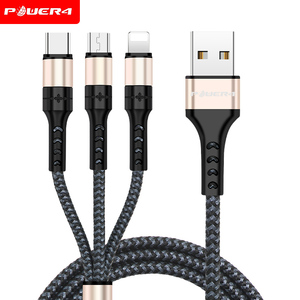 Power4 del teléfono móvil del envío <span class=keywords><strong>gratis</strong></span> cargador de <span class=keywords><strong>Cable</strong></span> 3 en 1 de carga rápida <span class=keywords><strong>Cable</strong></span> de datos Micro USB trenzado de Nylon - Product Image 4