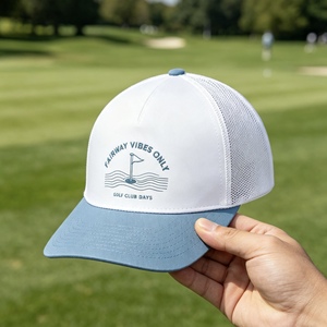 หมวกเบสบอลปักลายสองสีแบบกำหนดเอง หมวกตาข่ายกอล์ฟ ปรับขนาดได้แบบ Snapback 5 แผง หมวกกอล์ฟทรง Trucker สำหรับทุกเพศ - Product Image 6