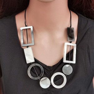 Handmade Ethnic Retro Women Necklace Double Layer Acetate Acrylic Pendant Adjustable <b>Chain</b> Trendy Vintage Daily Neck Jewelry - Product Image 6