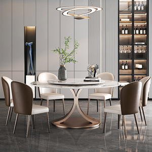 Modern Luxury Golden Stainless Steel Dining Table With <strong>Marble</strong> <strong>Top</strong> for Dining Room Furniture Dining Table Set - Product Image 3