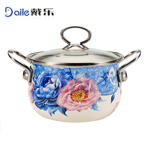 18/20/22/24/26cm màu xanh hoa decal men đồ nấu nướng soong Bộ men de ẩm thực đồ nấu nướng nồi Bộ - Product Image 4