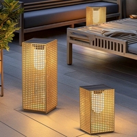 Lampe solaire LED de jardin style japonais en acier inoxydable IP67 étanche, lumière de sol extérieure avec capteur pour villa, patio, balcon, pelouse