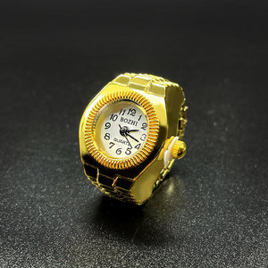 Montres à quartz punk carrées et rondes pour couple, femmes et hommes, style hip-hop cool, élastiques, dorées, montres à doigt, livraison directe - Product Image 2